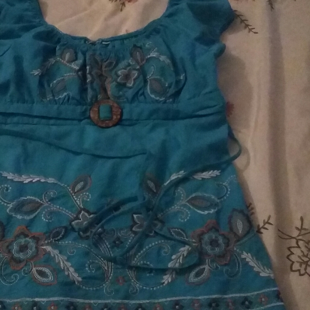 Womens embroidered turquoise blouse
